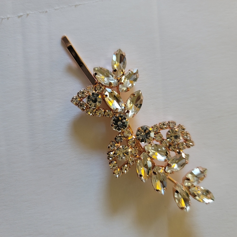 Rose Gold and Rhinstome Barrette